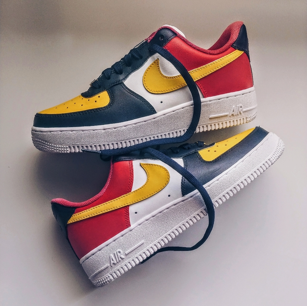 Nike Air Force 1 Low - Custom Red Yellow Blue Gold - Size 8